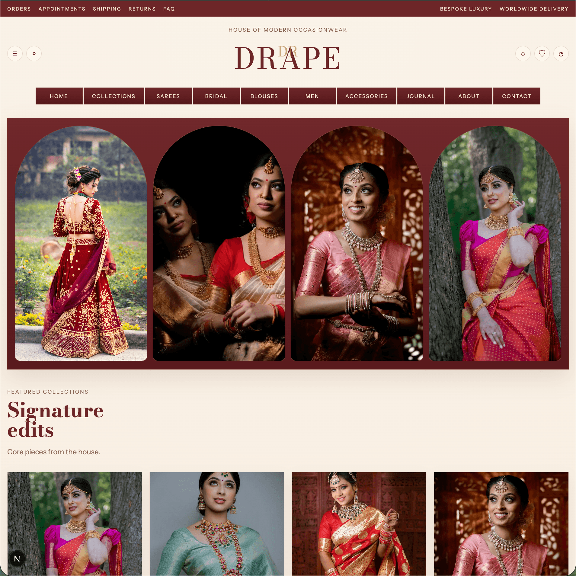 Live capture from Drape Black website